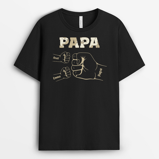4916AGE1 papa kinder mit faust weltkarte t shirt papa personalisiert_ 4916A3I8B