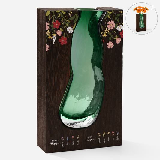 5040AGE1 erst mama jetzt oma personalisiertes geschenk  glasvase mit holz 5040aotfna
