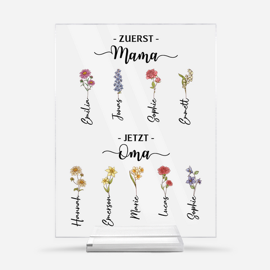 5040RGE1 erst mama jetzt oma personalisiertes geschenk  acryl aufsteller mit stander 5040rttna