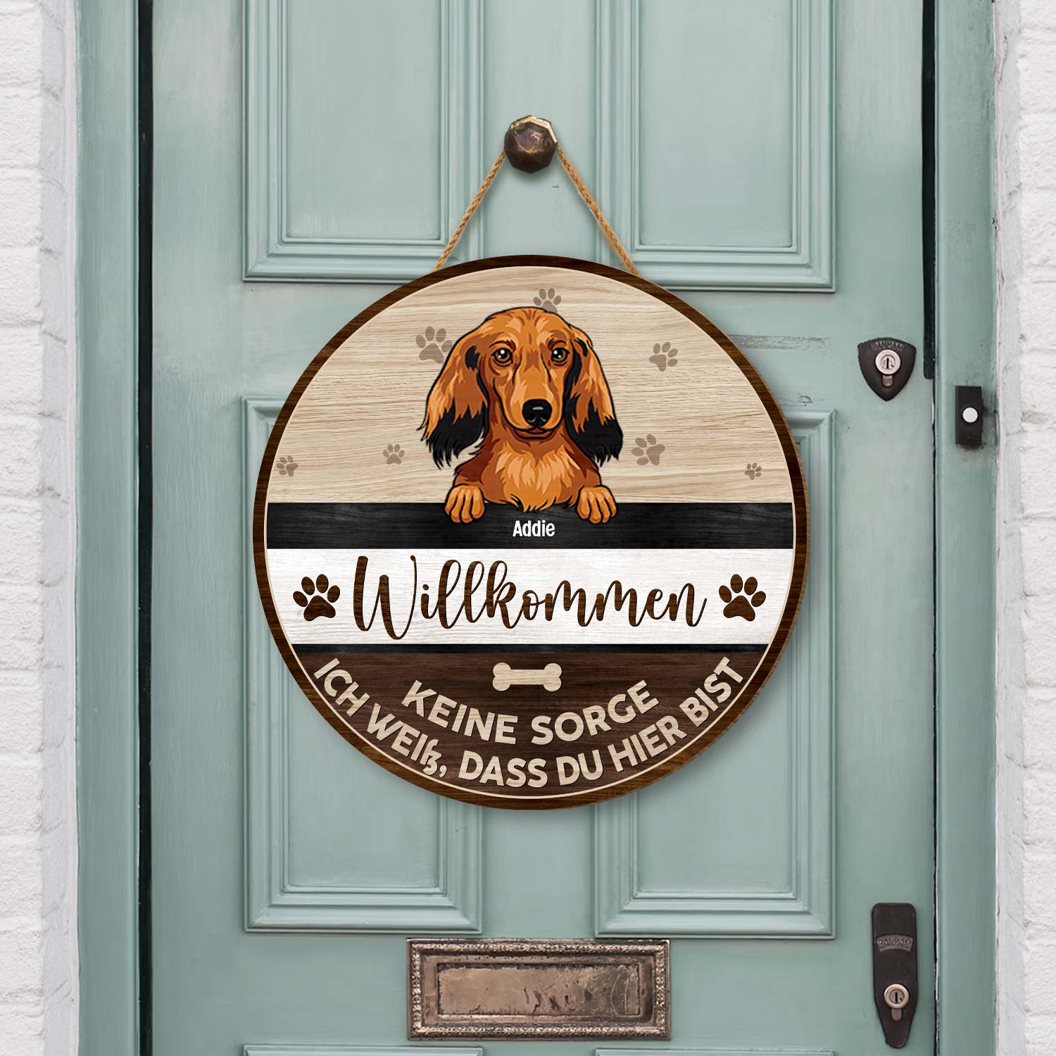5133QGE2 willkommen keine sorge holzschild personalisiert_ hunde 5133QTKAC