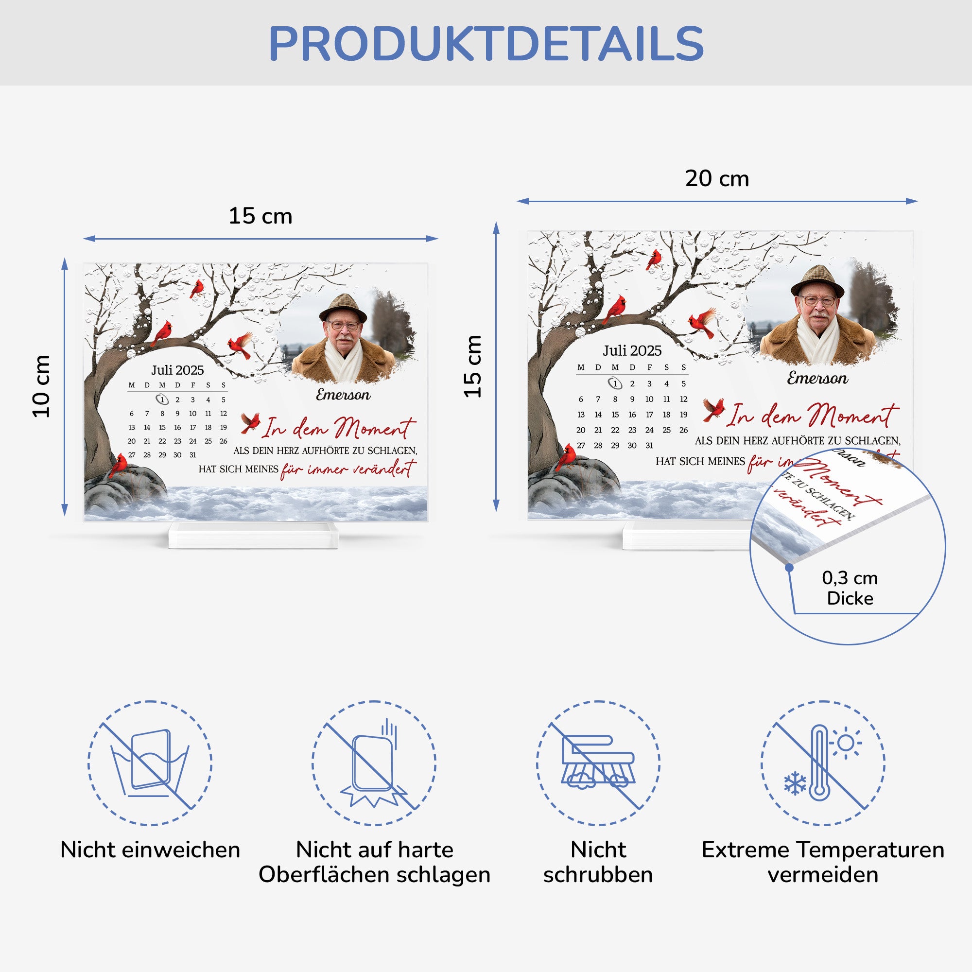 5142RGE4 als dein herz stillstand personalisierte acryl plakette mit stander papa mit foto zur erinnerung kalender 5142R86TB