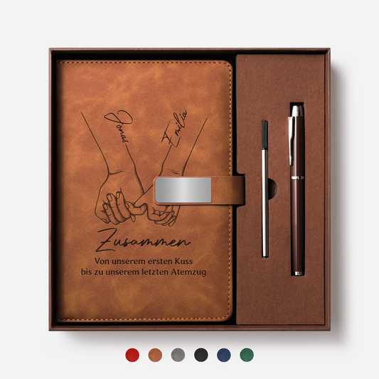 5150MGE1 vom ersten kuss bis zum letzten atemzug personalisierte paar geschenke  notizbuch mit stift mit gravur 5150motfng