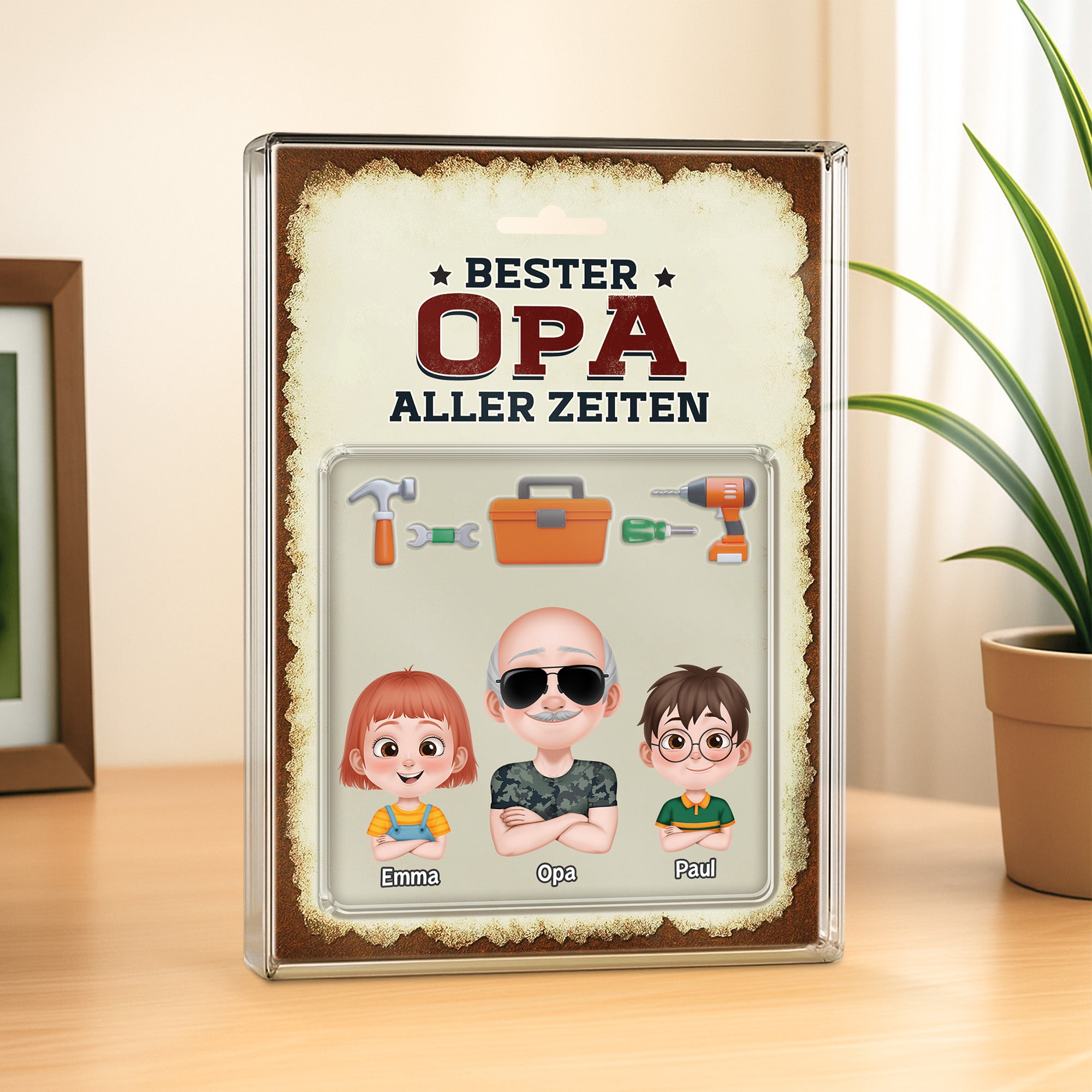 5157RGE2 bester papa aller zeiten werkzeug personalisierte acryl plakette papa 5157R3QMB