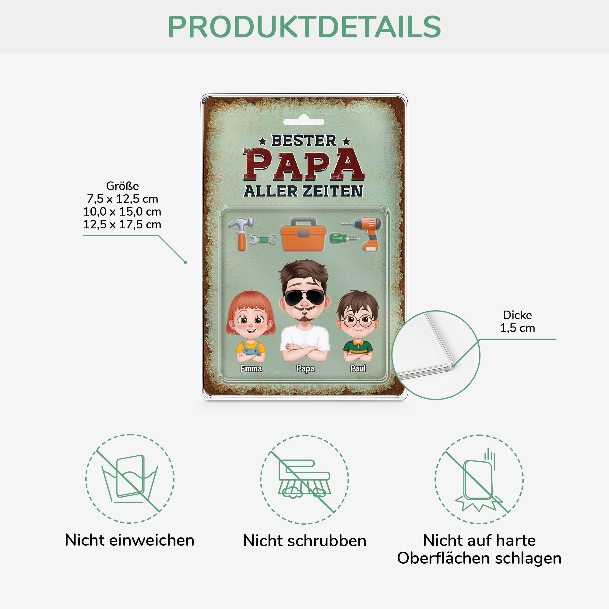 5157RGE3 bester papa aller zeiten werkzeug personalisierte acryl plakette papa 5157R3QMB