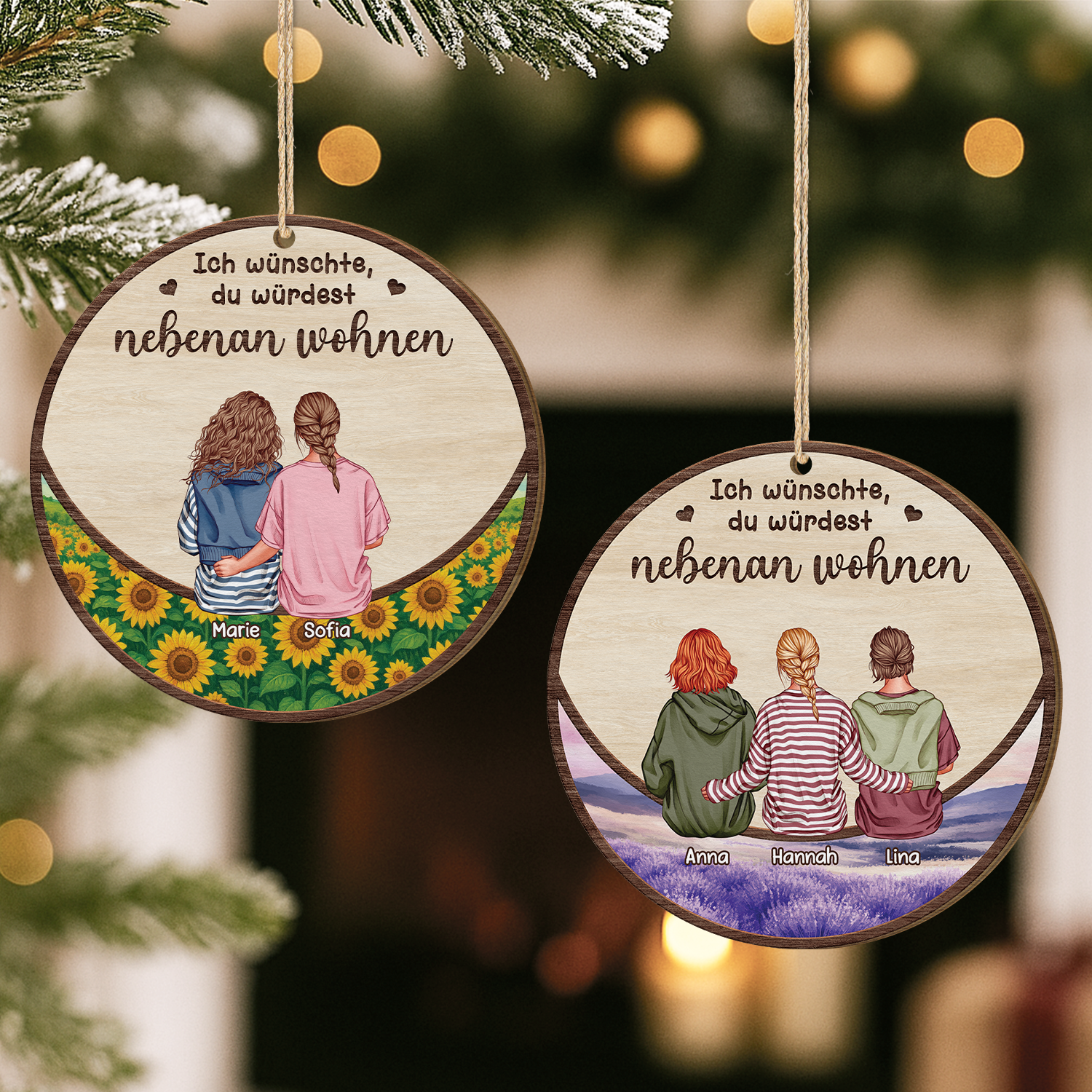 5198OGE2 ich wunschte du wurdest nebenan wohnen personalisierte 1 schicht holz ornamente beste freundinnen weihnachten 5198O3ZZF