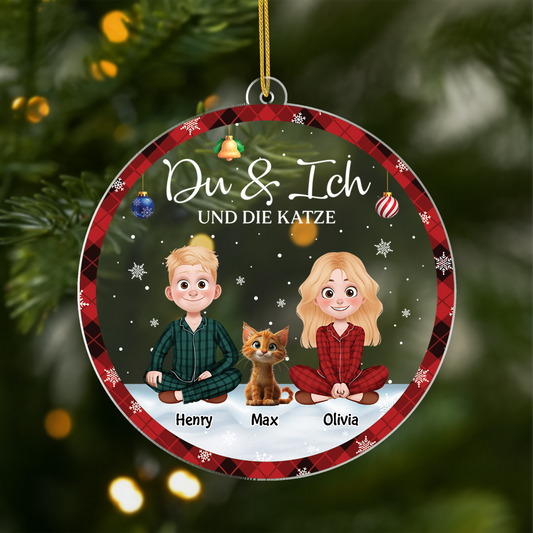 5360OGE1 du ich und die katzen personalisierter weihnachtsschmuck_ aus acryl fur paar 5360OKZ0D
