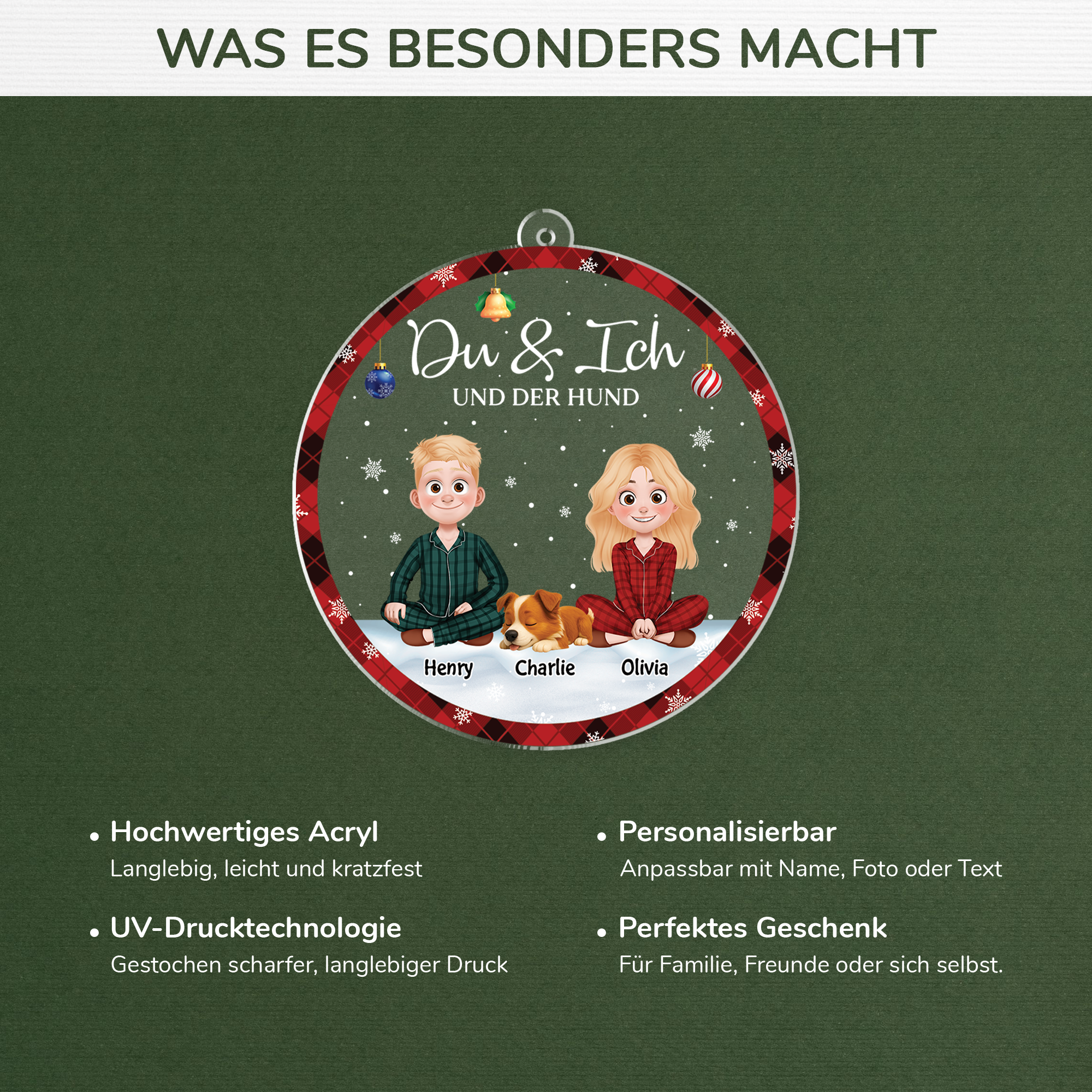 5360OGE4 du ich und die hunde personalisierter weihnachtsschmuck_ aus acryl fur paar 5360OKZ0C