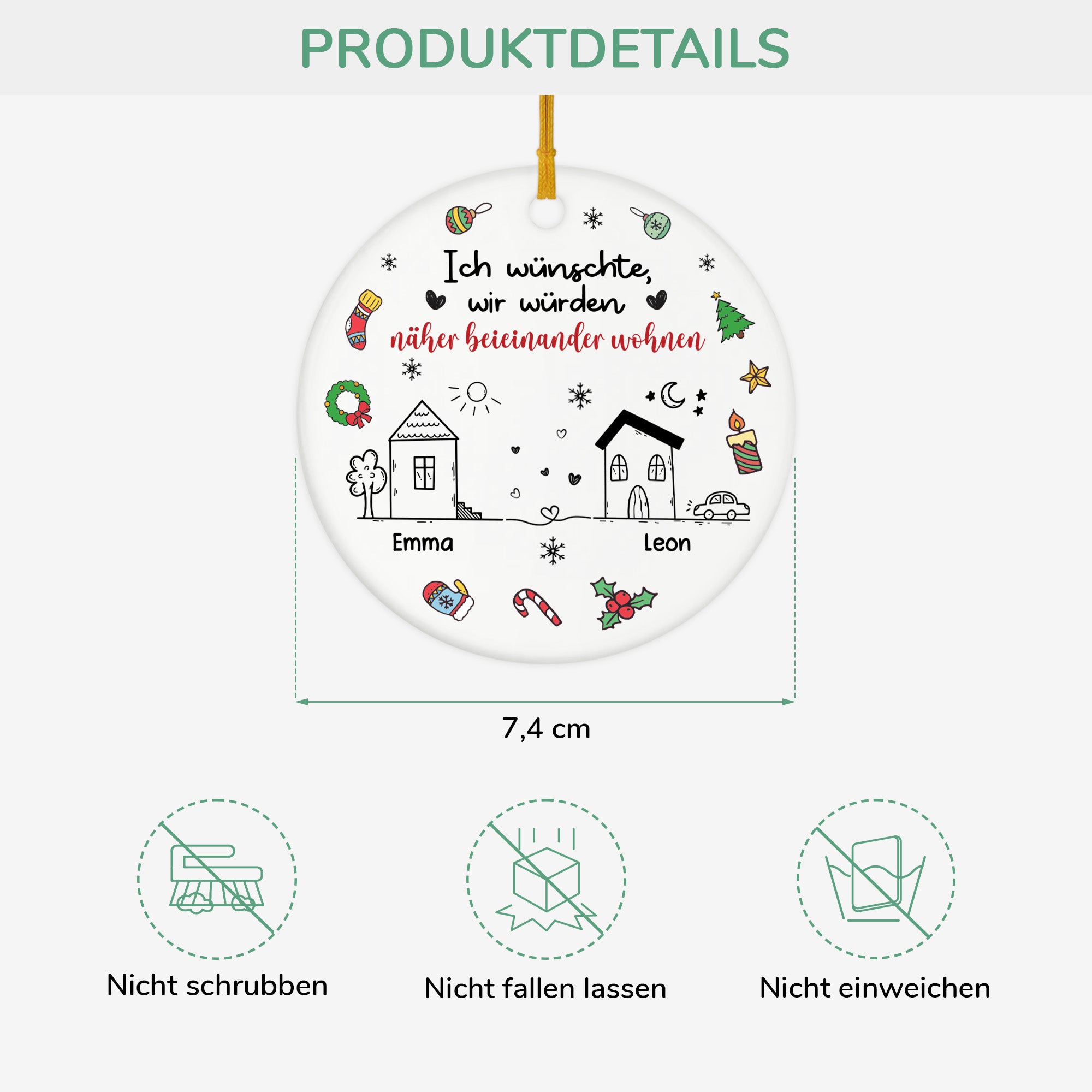 5373OGE3 ich wunschte du wurdest nebenan wohnen personalisierter weihnachtsschmuck_ aus keramik beste freunde 5373OTMTF