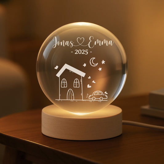 5375LGE2 unser haus kristallkugel personalisiert_ paar 5375L3TNG