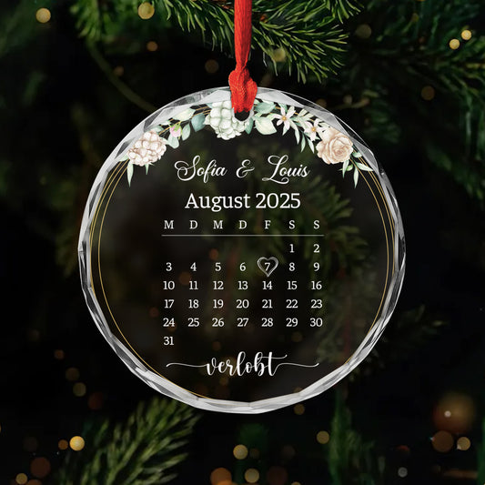 5393OGE1 bald verheiratet personalisierte glas ornamente paar kalender 5393OKLNG