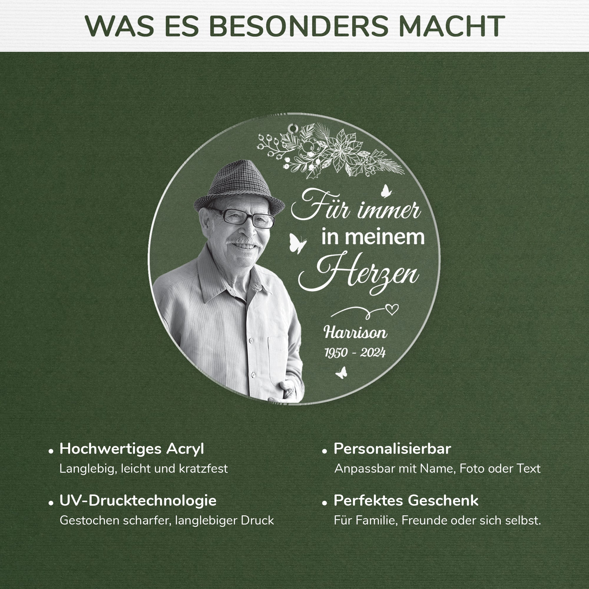 5399OGE4 ich bin immer bei dir acryl weihnachtsschmuck personalisiert foto zur erinnerung 5399O8PNB