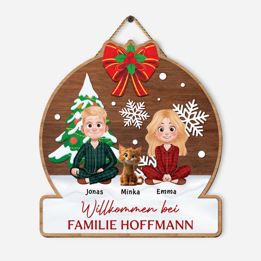 5409QGE1 willkommen bei holzschild personalisiert_ katzen zu weihnachten 5409QKZND
