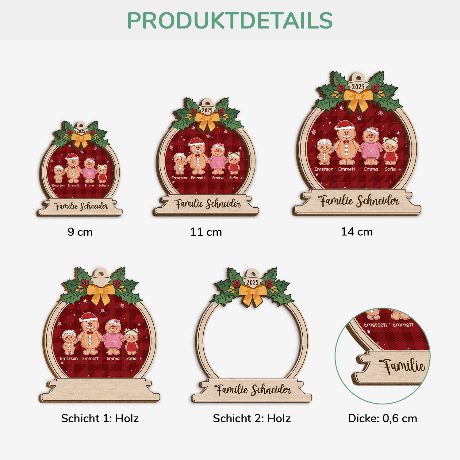 5462OGE3 lebkuchen familie_ personalisierte 2 schicht holz ornamente weihnachten 5462OTTQI