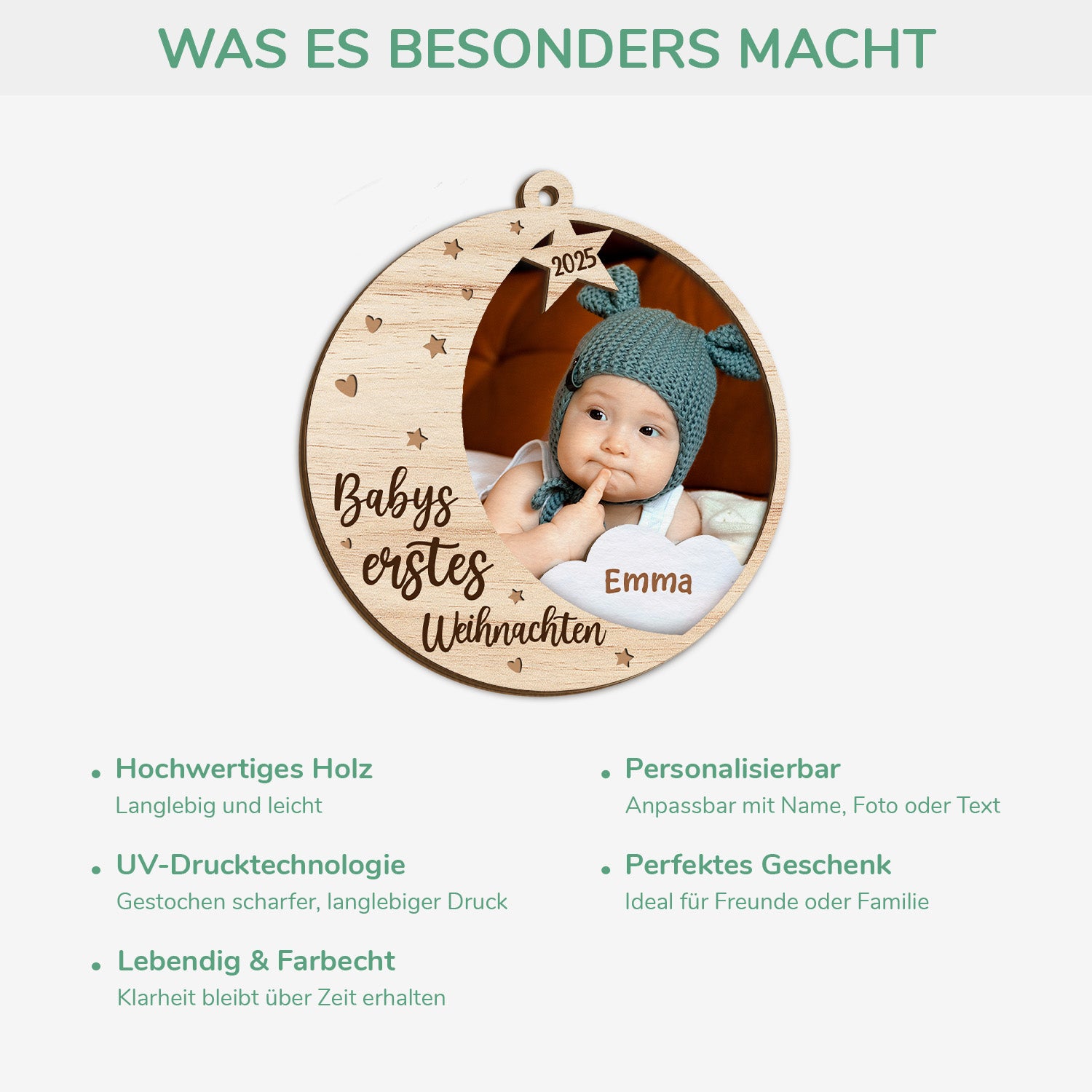 5493OGE4 babys erstes weihnachten personalisierte 2 schicht holz ornamente weihnachten baby mit foto 5493O6LQA