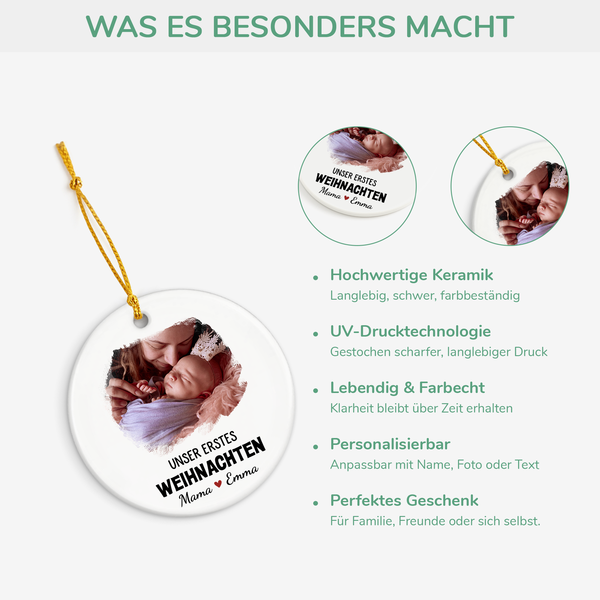 5519OGE4 unser erstes weihnachten personalisierter weihnachtsschmuck_ aus keramik mit foto 5519OKV5A