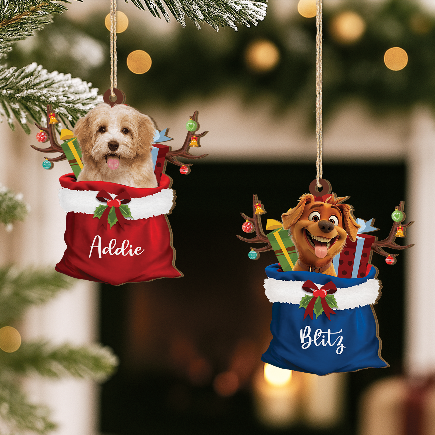 5522OGE2 hund mit foto_ nikolaussack personalisierte 1 schicht holz ornamente weihnachten 5522O8LAC