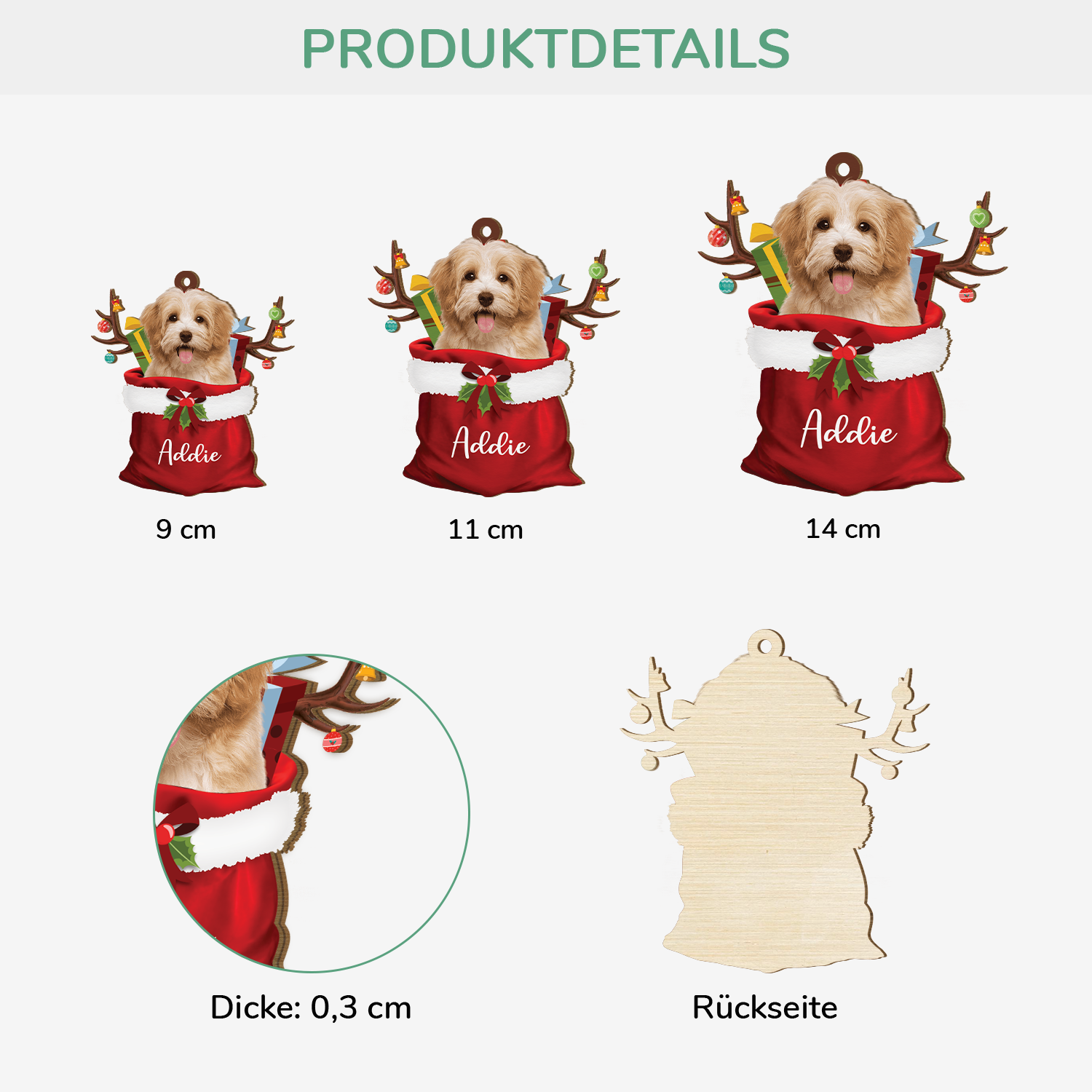 5522OGE3 hund mit foto_ nikolaussack personalisierte 1 schicht holz ornamente weihnachten 5522O8LAC