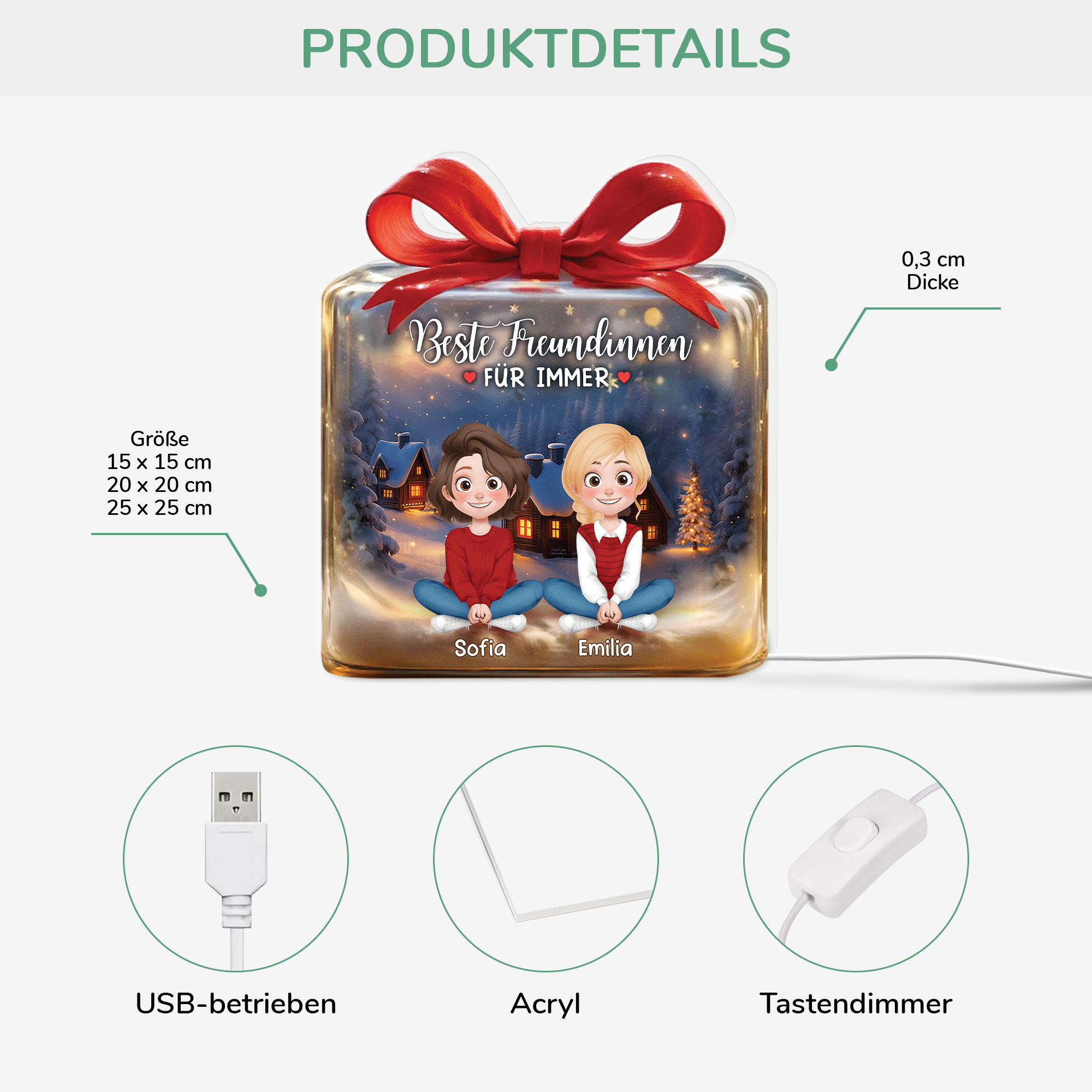 5523LGE3 3d druck effekt beste freundinnen fur immer personalisierte lightbox beste freundin 5523LKTAF