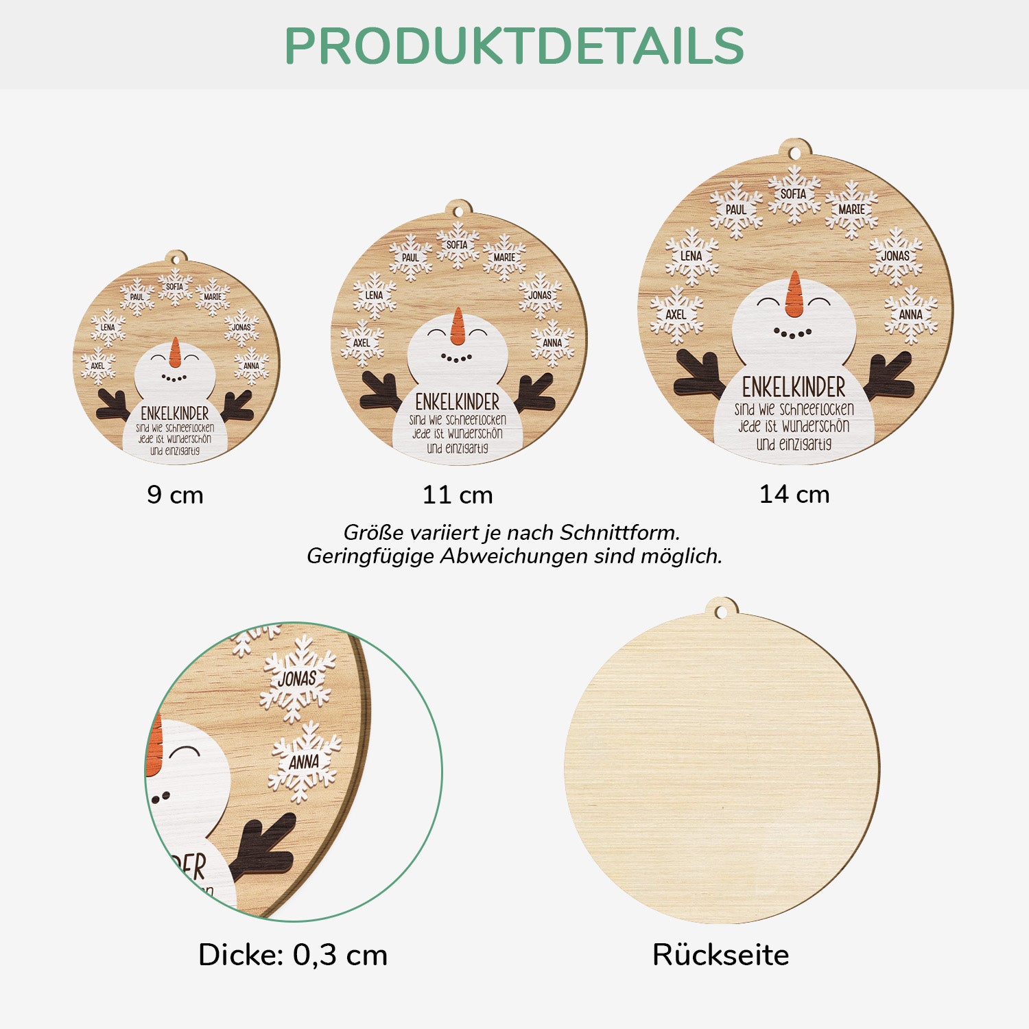 5535OGE3 enkelkinder sind wie schneeflocken personalisierte 1 schicht holz ornamente weihnachten familie 5535OTVZI