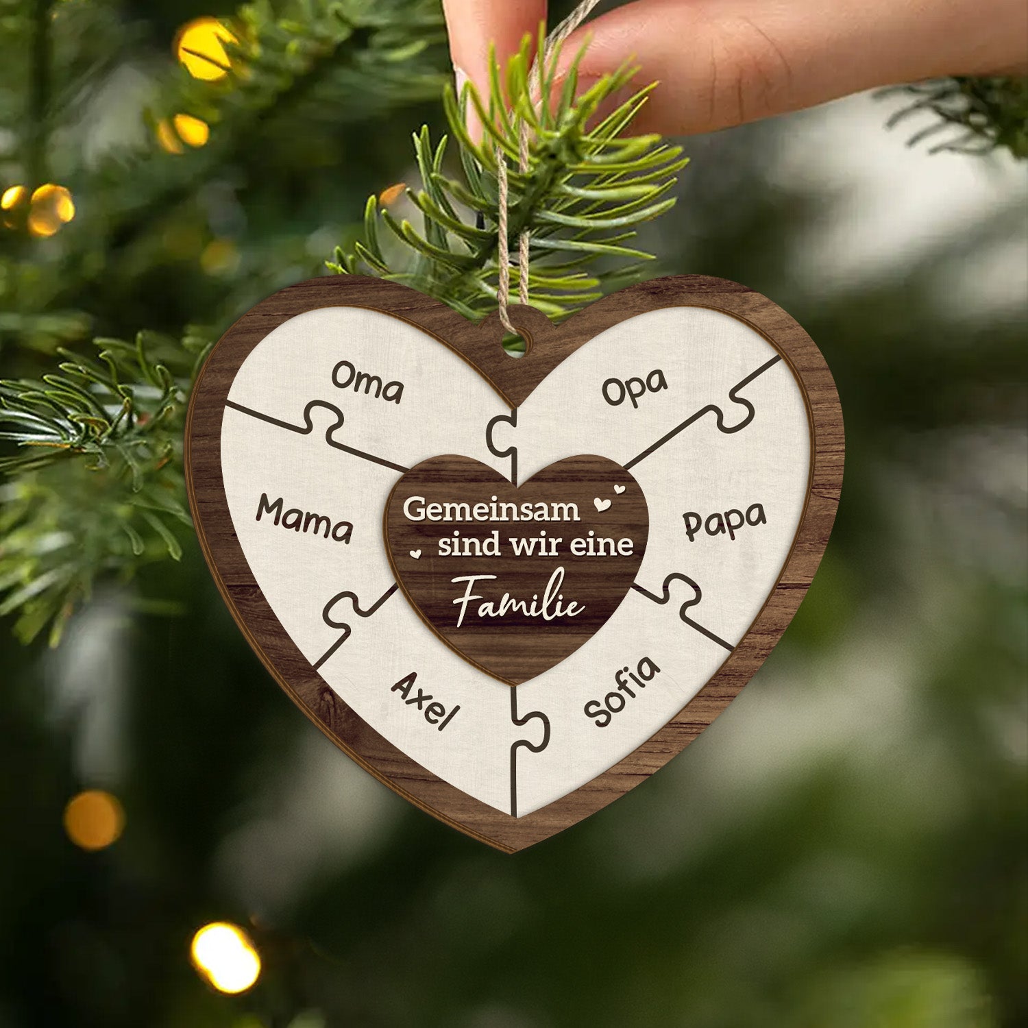 5547OGE2 wir sind eine familie puzzle personalisierte 2 schicht holz ornamente familie 5547O5QAI