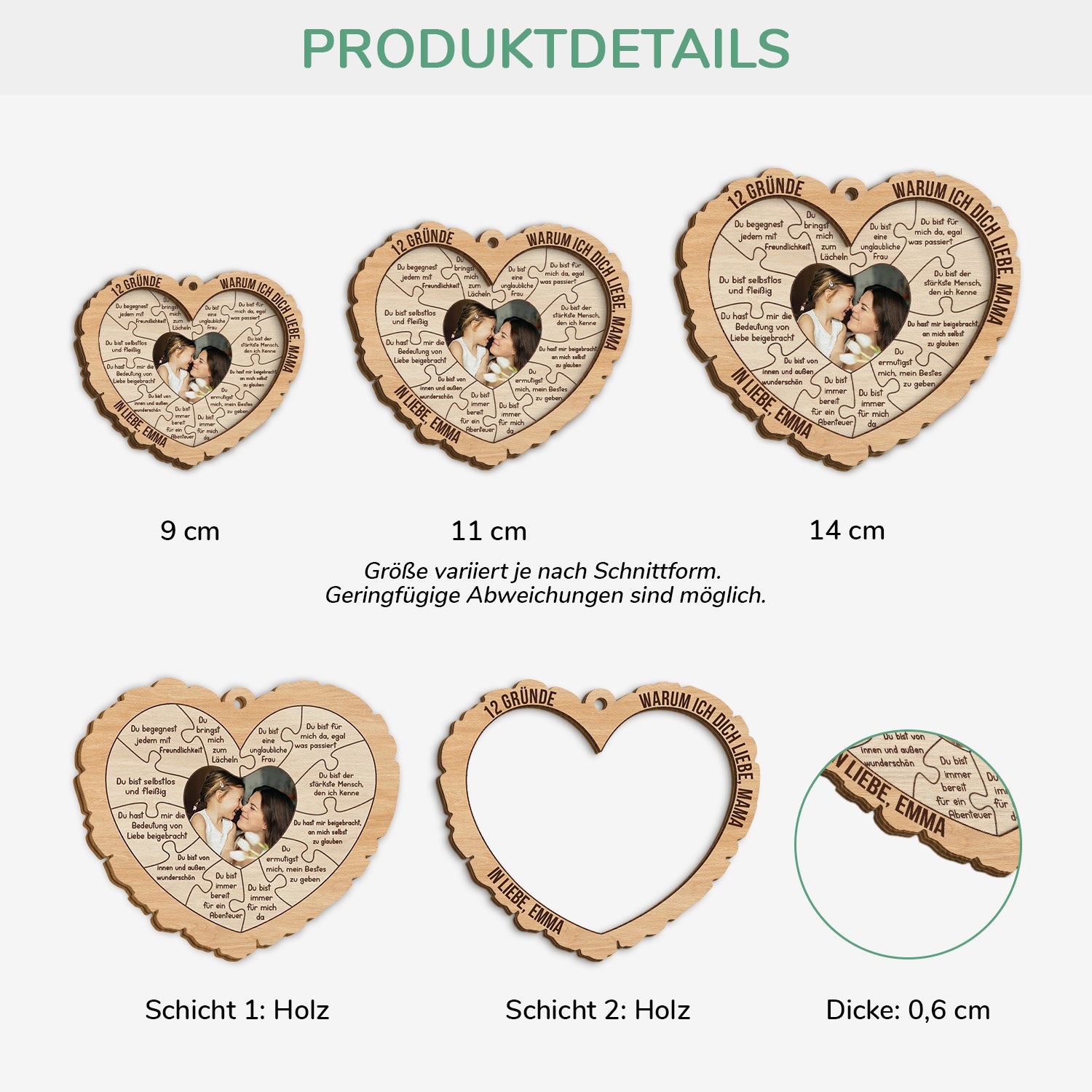 5548OGE3 12 grunde warum ich dich liebe personalisierte puzzle 2 schicht holz ornamente mama 5548O5ZMI