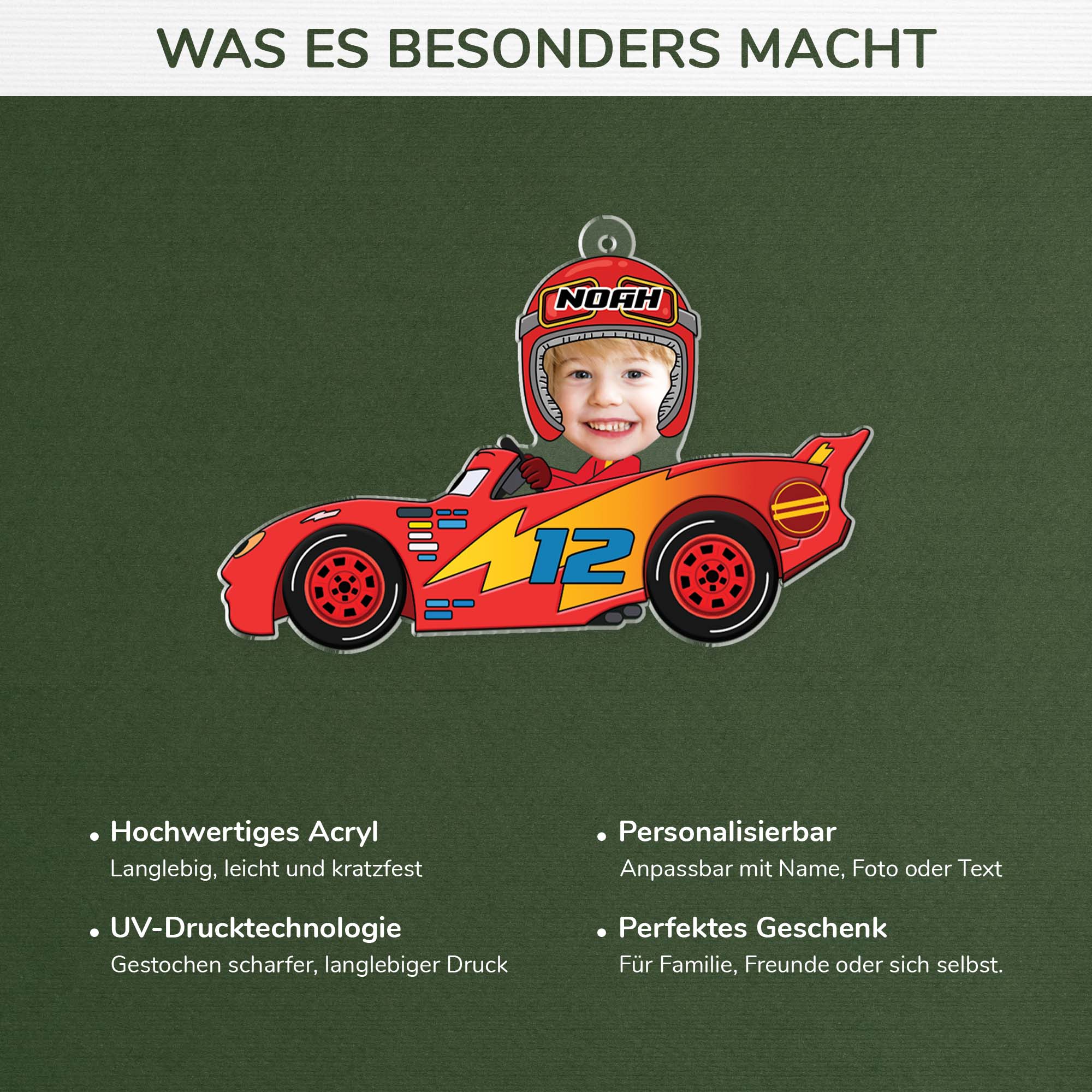 5554OGE4 kind mit gesicht sportwagenrennen personalisierte acryl ornamente kinder 5554O5VNK