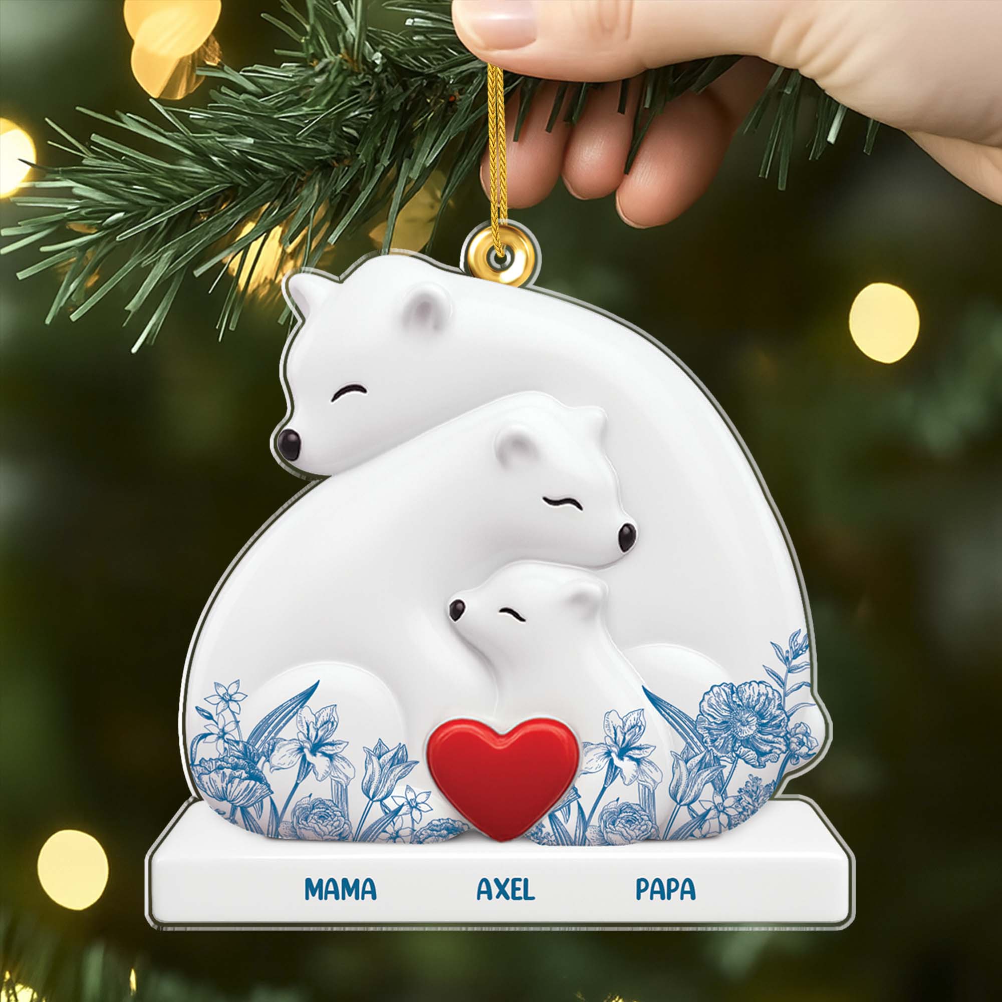 5566OGE2 barenfamilie toile de jouy personalisierte acryl ornamente familie 5566O