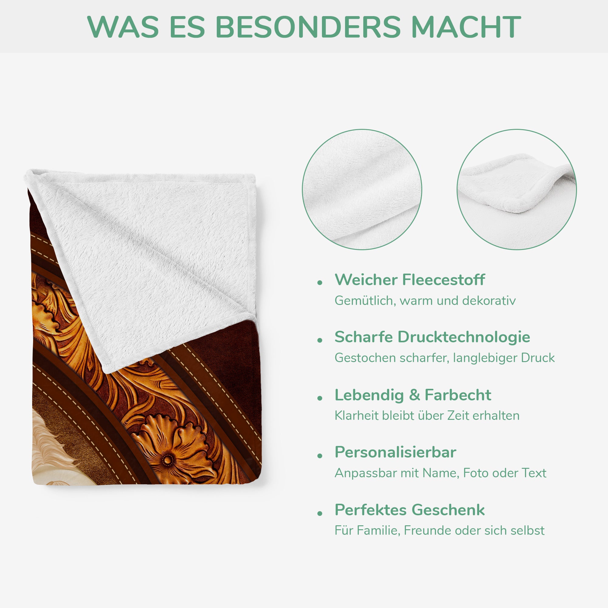 5567BGE4 frau und pferd kuscheldecke personalisiert_ 5567B3KAU