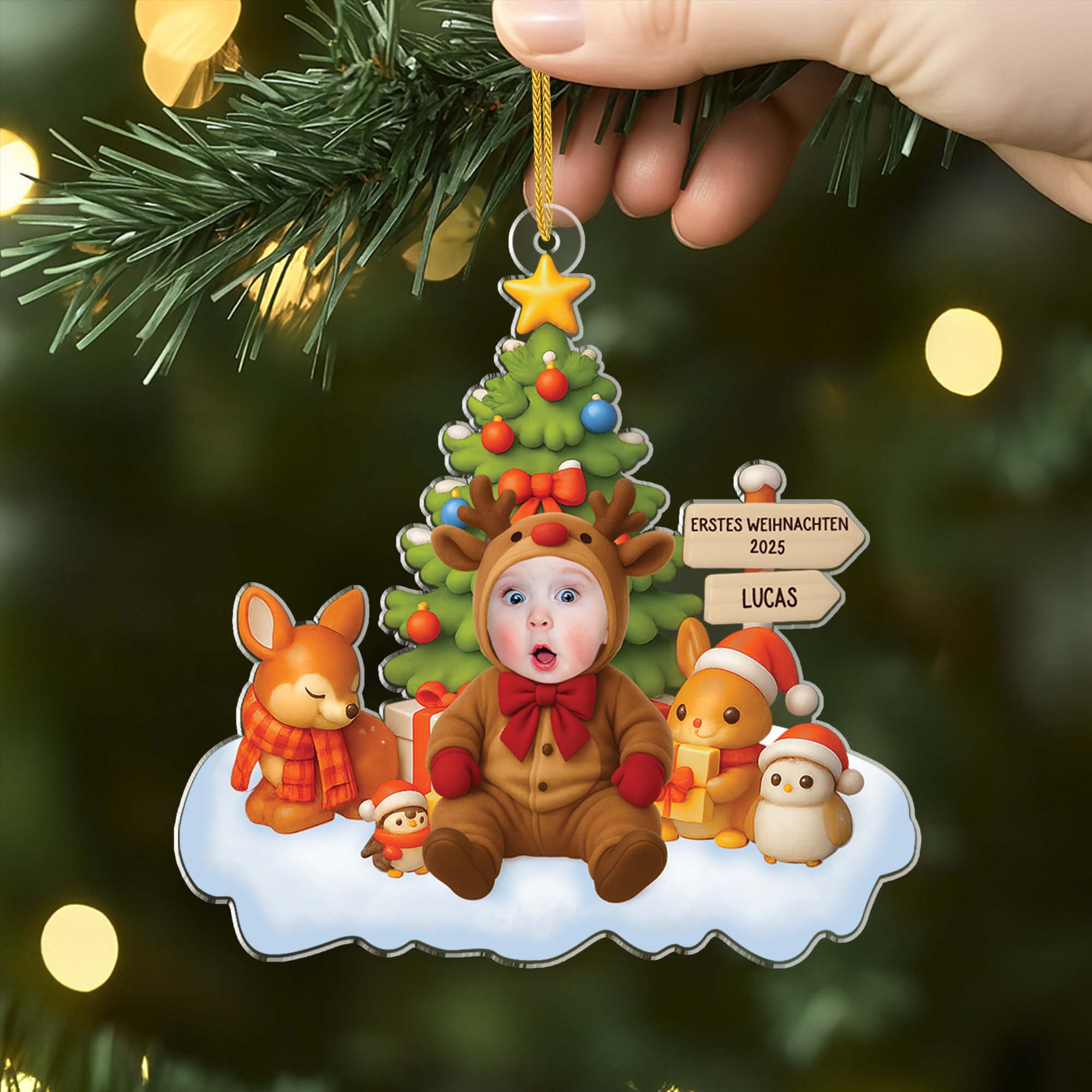 5586OGE2 erstes weihnachten personalisierter weihnachtsschmuck_ aus acryl baby mit gesicht 5586OTUAK