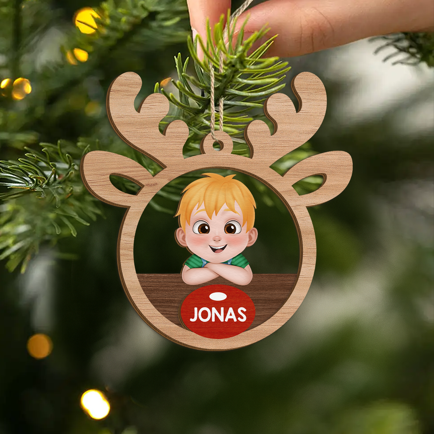 5593OGE2 rentier personalisierte 2 schicht holz ornamente kinder weihnachten 5593OKKZK