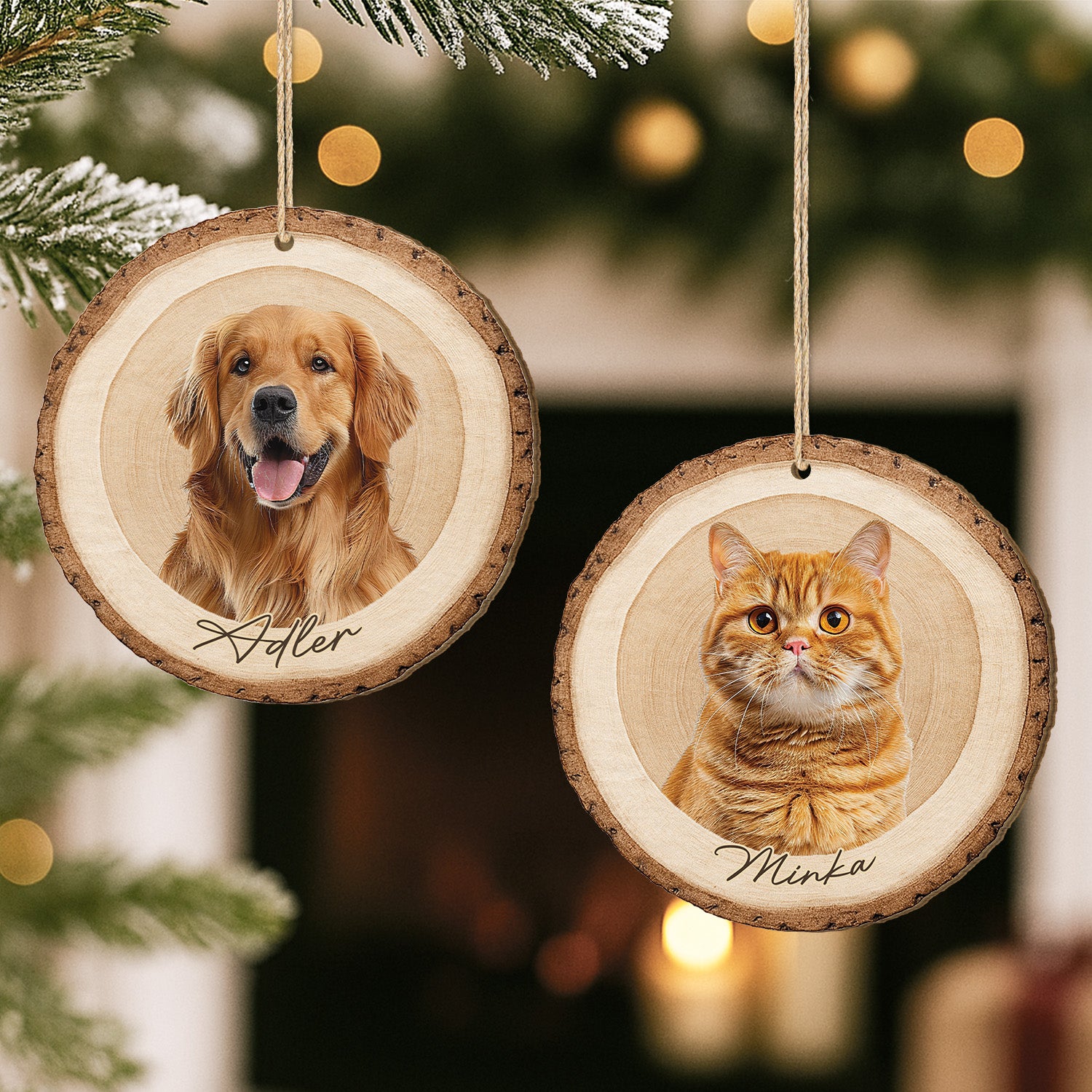 5595OGE2 hund mit foto personalisierte 1 schicht holz ornamente weihnachten 5595O3LCC