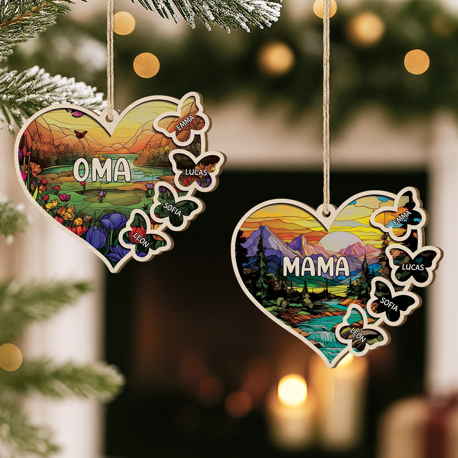 5614OGE2 oma und kinder personalisierte 1 schicht holz ornamente 5614O8KNA
