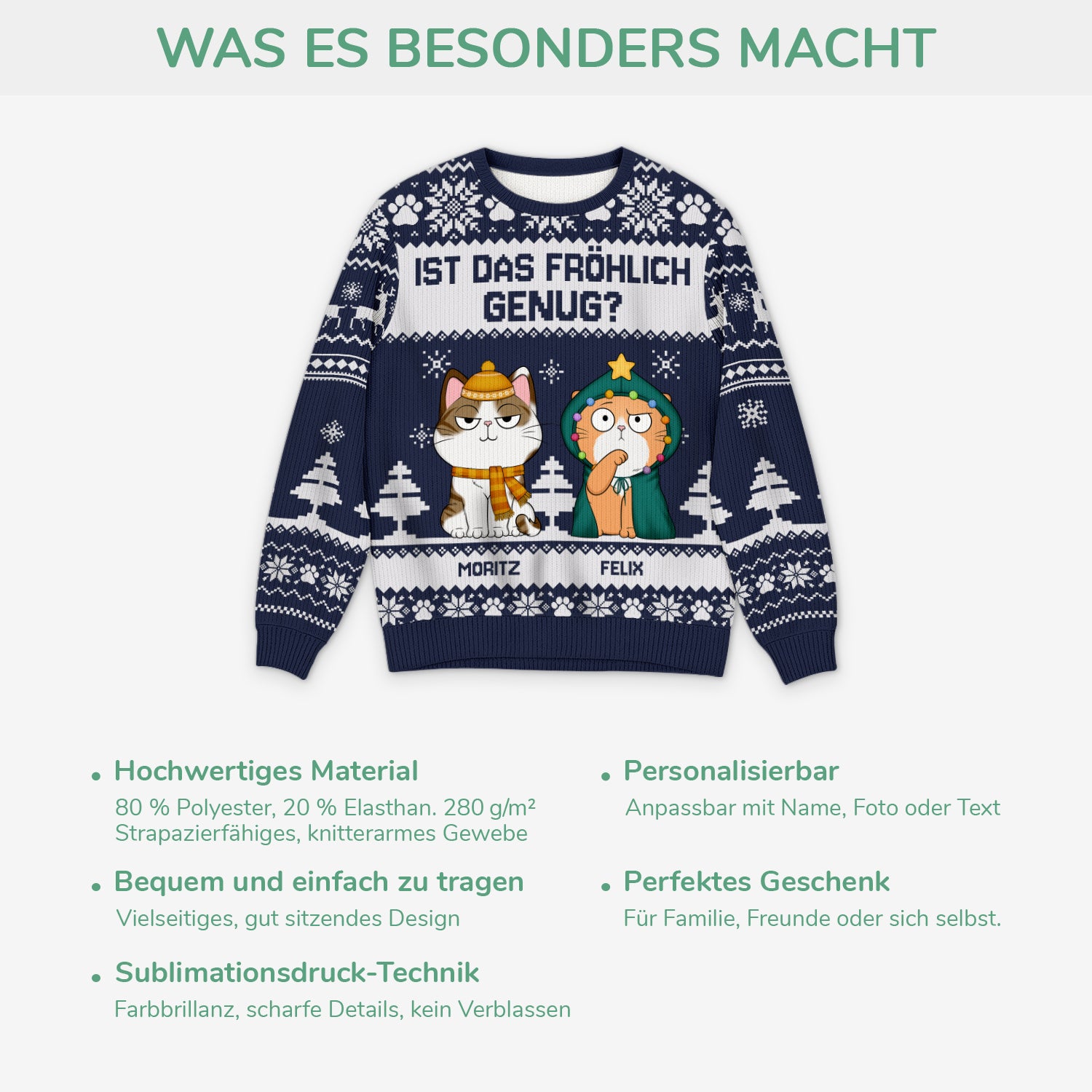 5634WGE5 ist das frohlich genug lustiger weihnachtspullover katze personalisiert_ 5634W8YZD