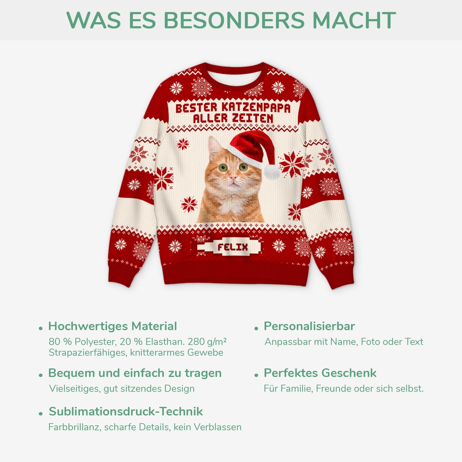 5643WGE5 katzenpapa katzenmama lustiger weihnachtspullover personalisiert_ mit foto 5643WTHAD
