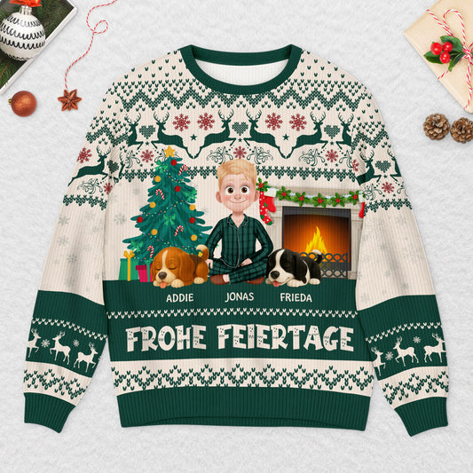 5644WGE2 frohe feiertage weihnachtspullover hund personalisiert_ 5644WTLNC
