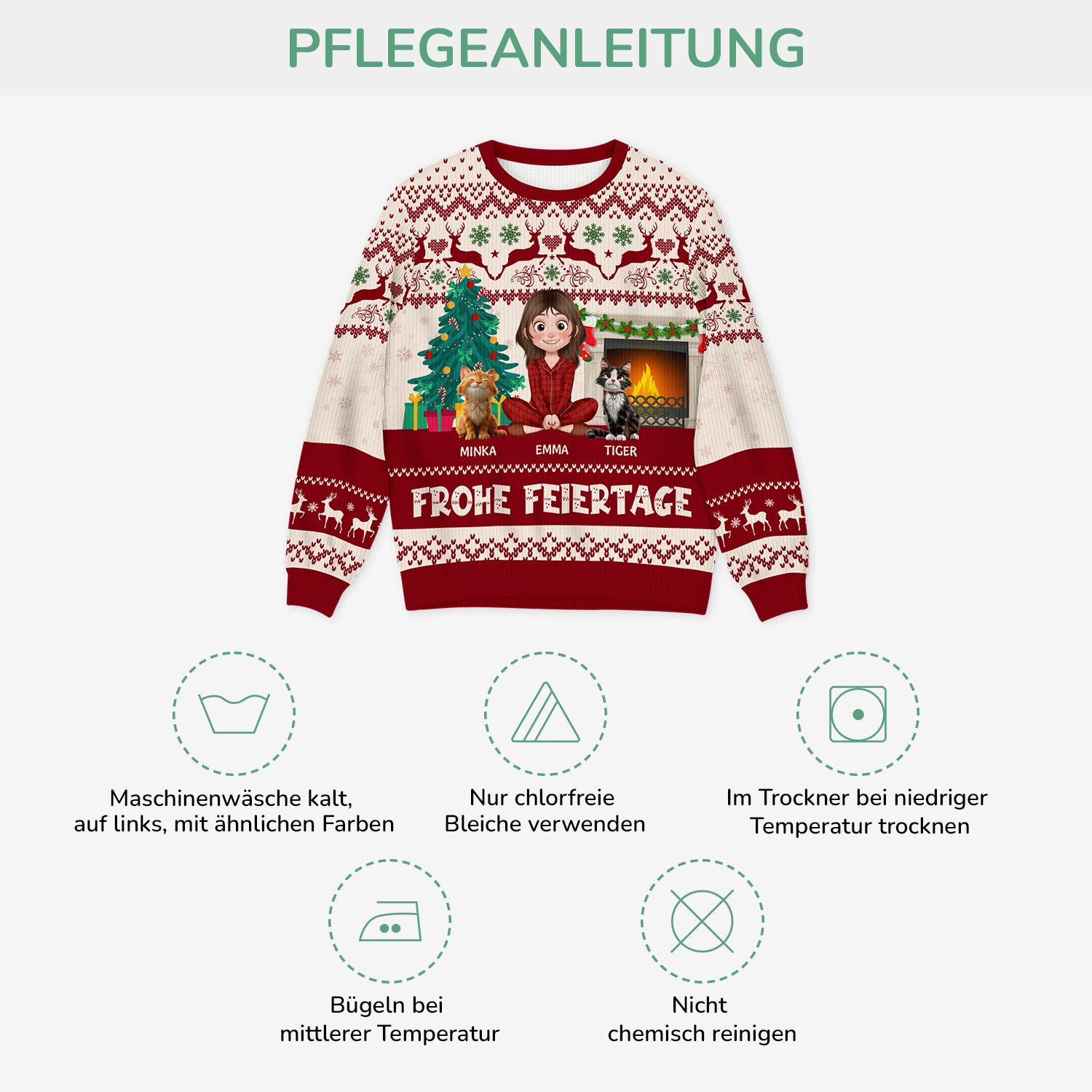 5644WGE4 frohe feiertage weihnachtspullover katze personalisiert_ 5644WTLND