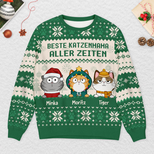 5652WGE2 das leben ist besser mit katzen weihnachtspullover katze personalisiert_ 5652WKZND