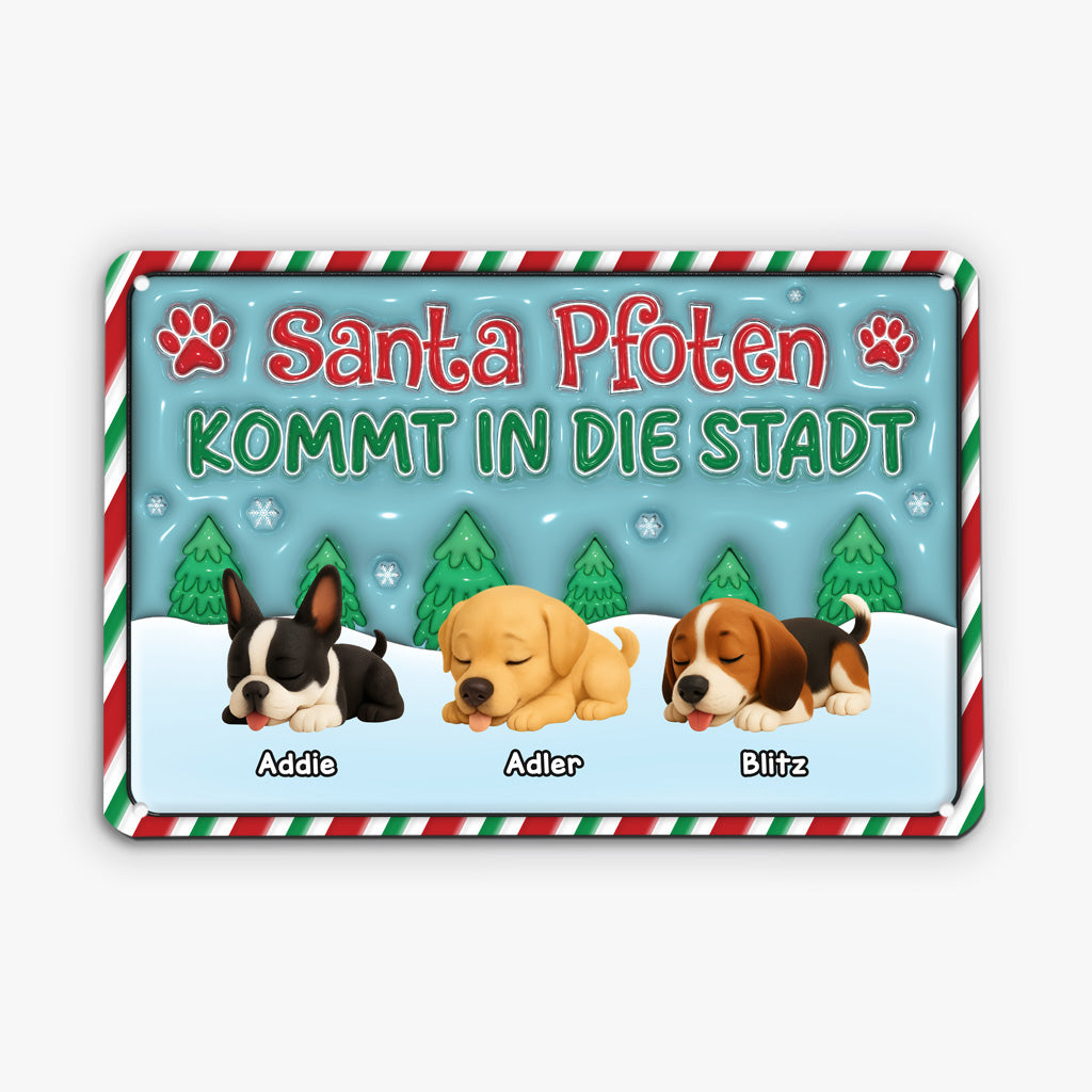 5656EGE2 santa pfoten kommt in die stadt turschild hund personalisiert_ weihnachten 5656ETYAC
