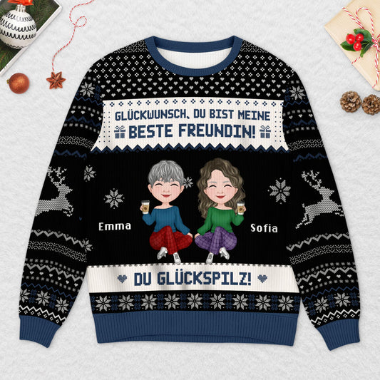 5661WGE2 gluckwunsch du bist meine beste freundin lustiger weihnachtspullover personalisiert_ 5661WKKAF