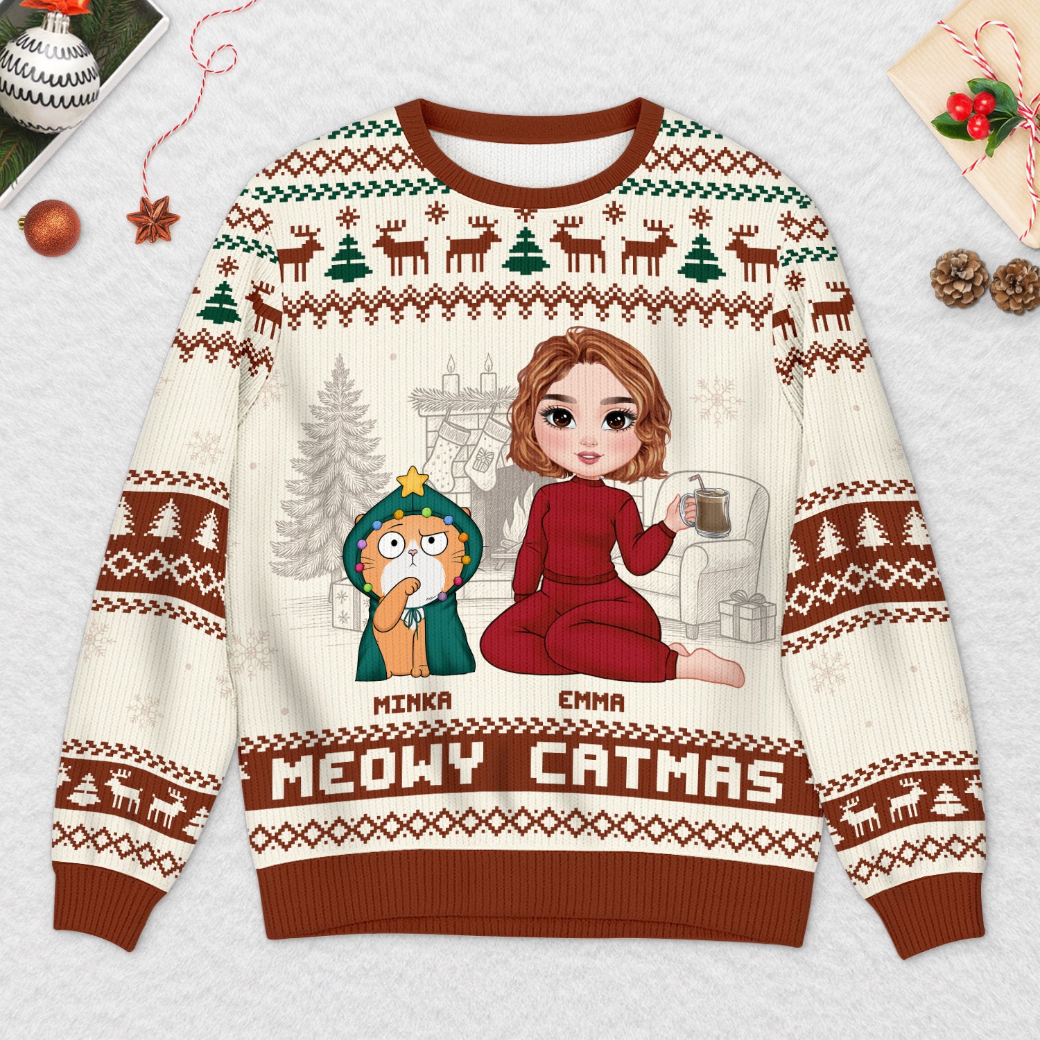 5668WGE2 happy pawlidays weihnachtspullover katze personalisiert_ 5668W6HTD