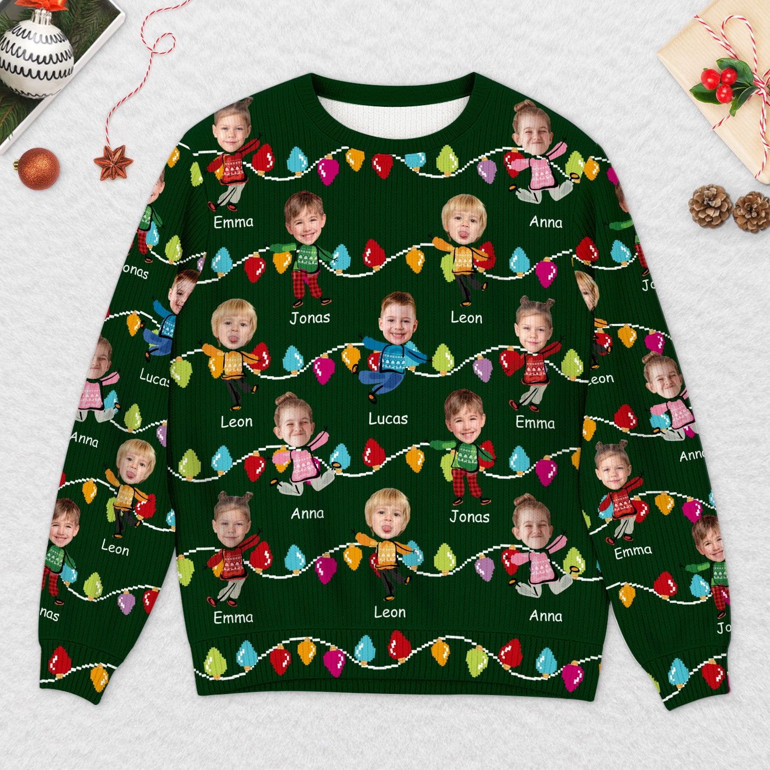 5692WGE2 kinder mit gesicht weihnachtspullover personalisiert eltern 5692W8LTB