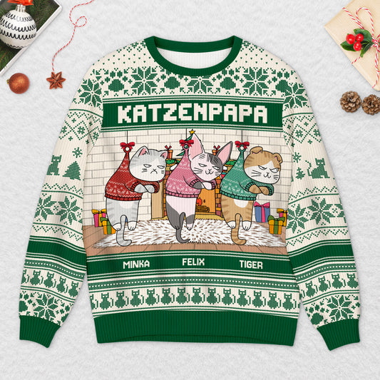 5702WGE2 katzenmama katzenpapa weihnachtspullover katze personalisiert_ 5702WTMMD
