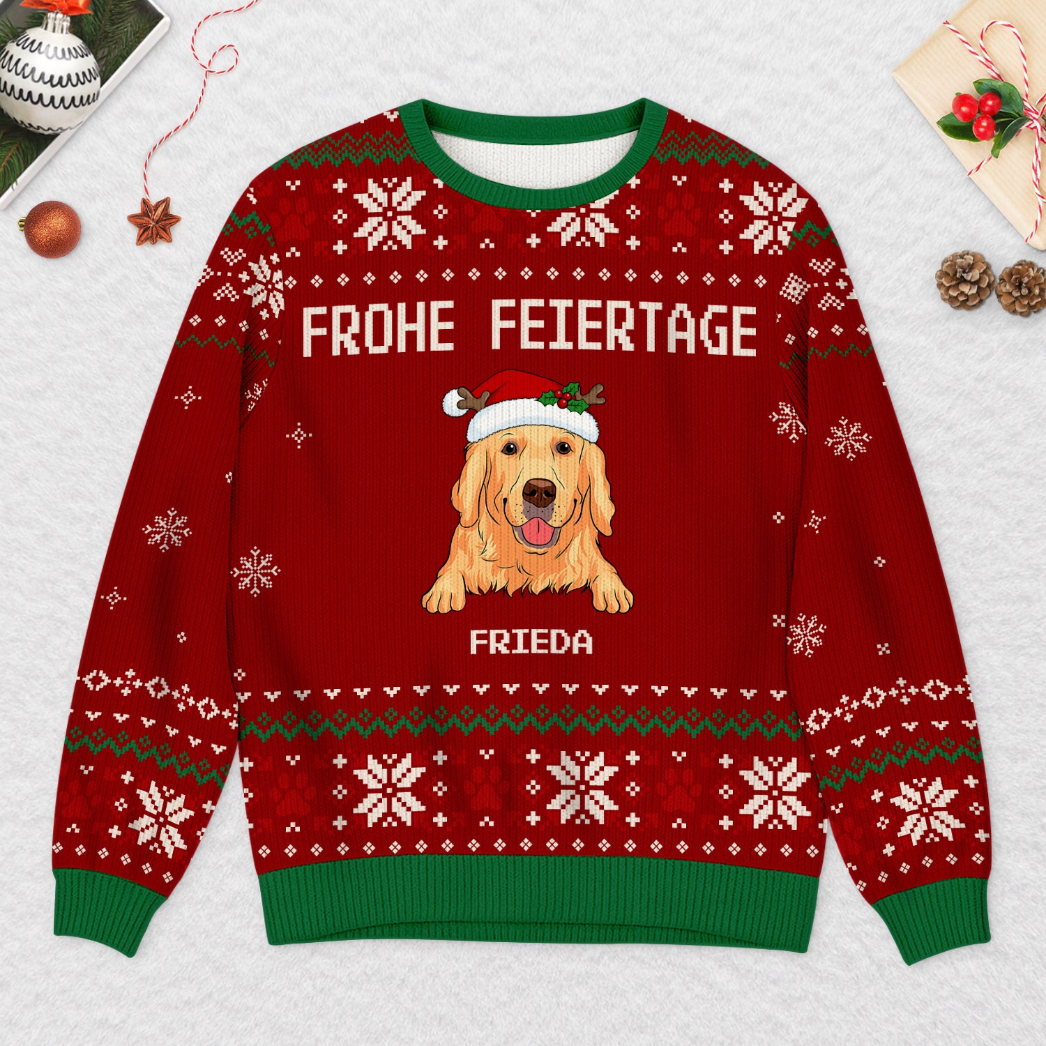 5704WGE2 frohe weihnachten weihnachtspullover hund personalisiert_ 5704WTYNC