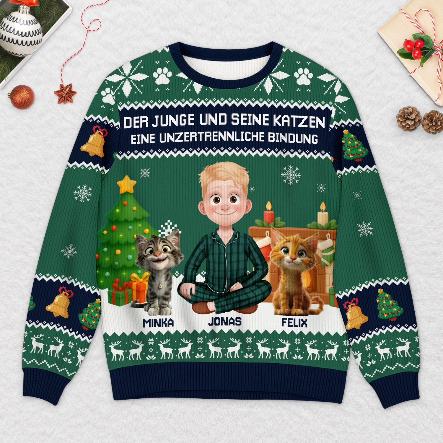 5706WGE2 eine unzertrennliche bindung zwischen mensch hund weihnachtspullover hund personalisiert_ 5706W