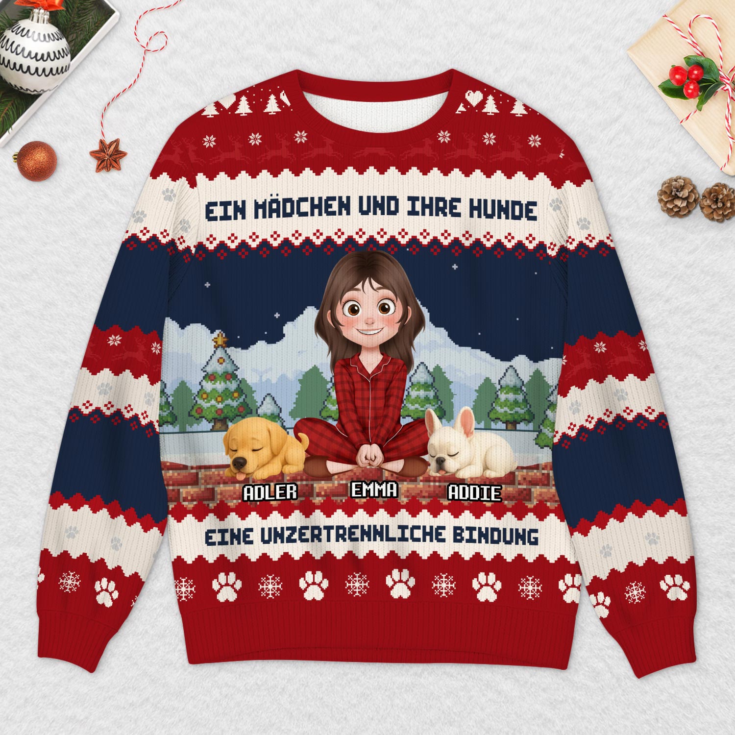 5709WGE2 eine unzertrennliche bindung zwischen mensch hunde weihnachtspullover hund personalisiert_ 5709W8TAC