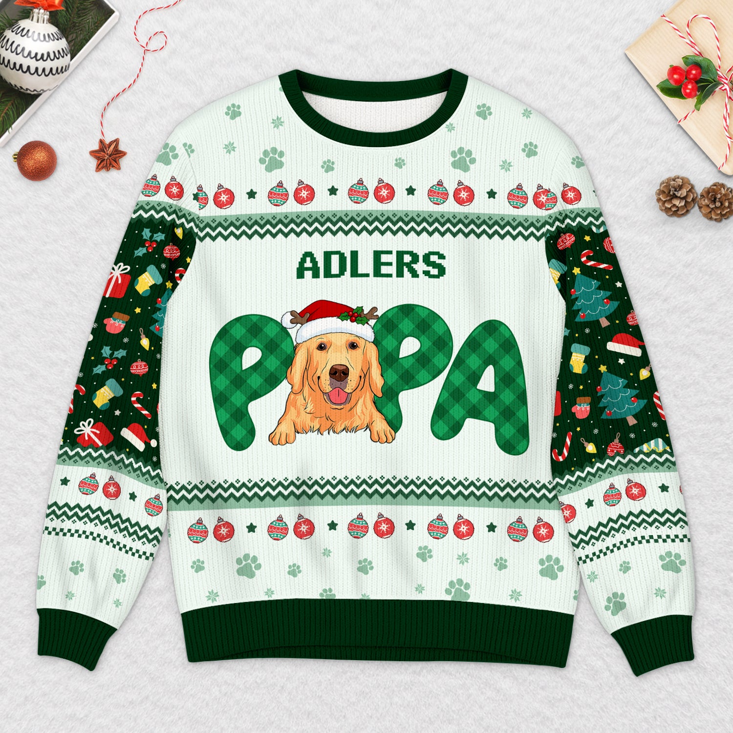 5727WGE2 hundepapa hundemama weihnachtspullover hund personalisiert_ 5727WTTZc