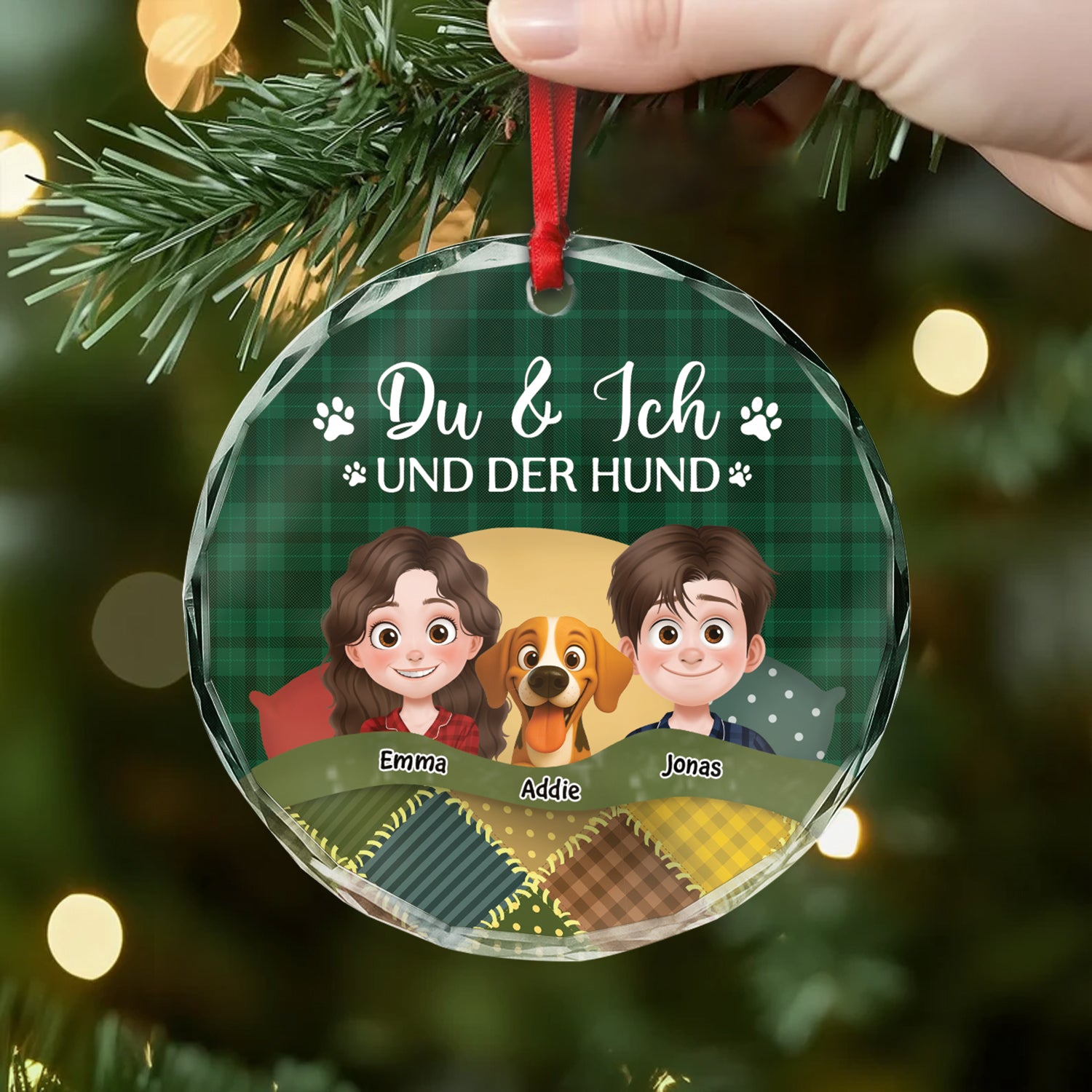 5750OGE2 du ich und die haustiere personalisierter weihnachtsschmuck_ glas paar hund katze 5750O6YND