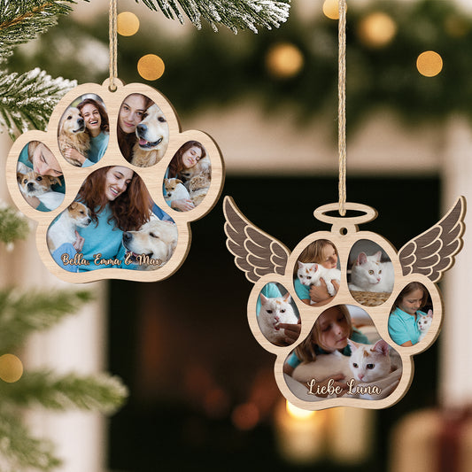 5759OGE1 pfoten mit fotos personalisierte 2 schicht holz ornamente weihnachten hund zur erinnerung 5759O3LCC_1