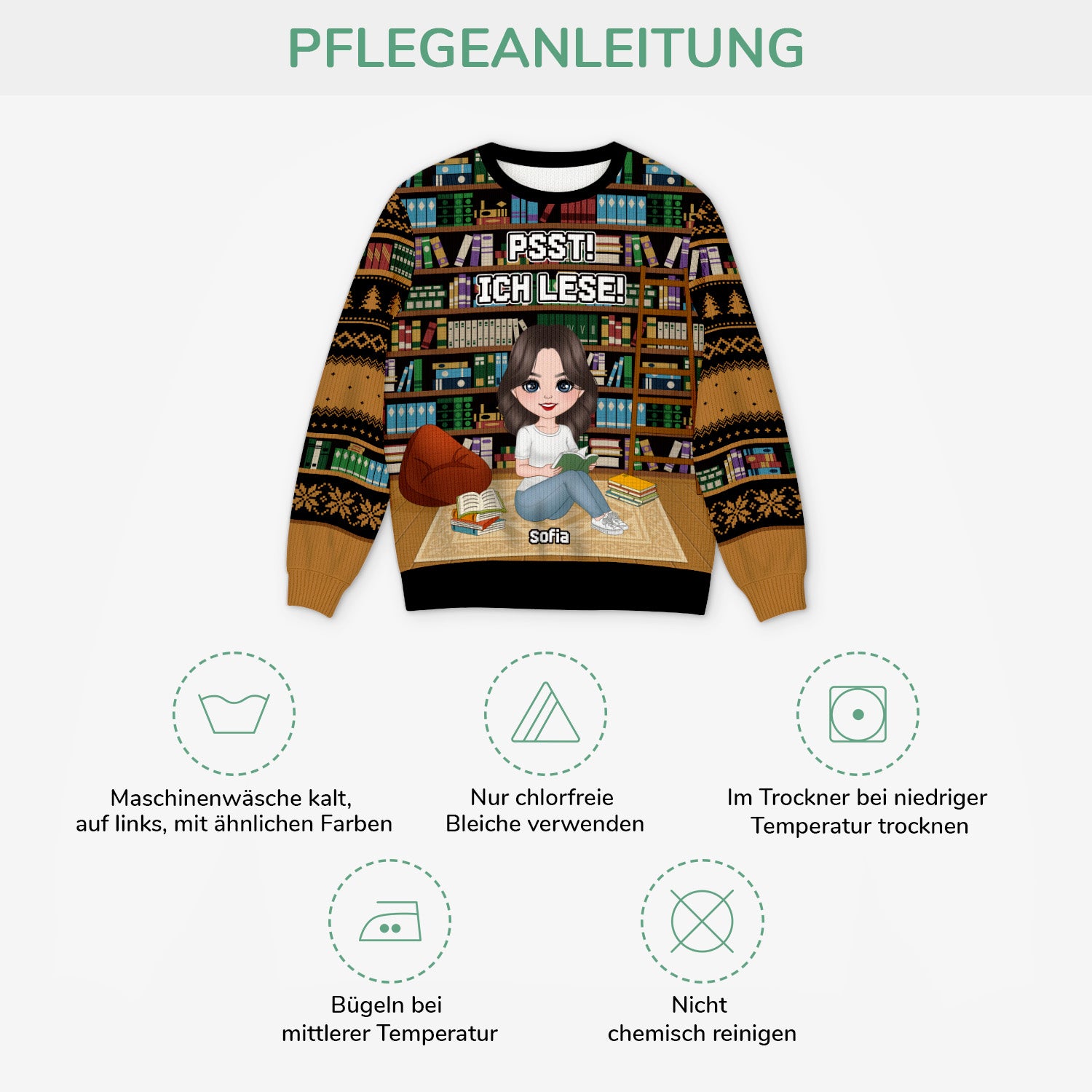 5788WGE4 psst ich lese personalisierter weihnachtspullover_ leseratten frauen_ 5788W3QMA