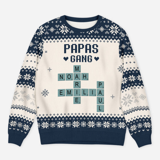 5794WGE1 papas gang personalisierte kreuzwortratsel weihnachtspullis_ papa 5794W8TNB